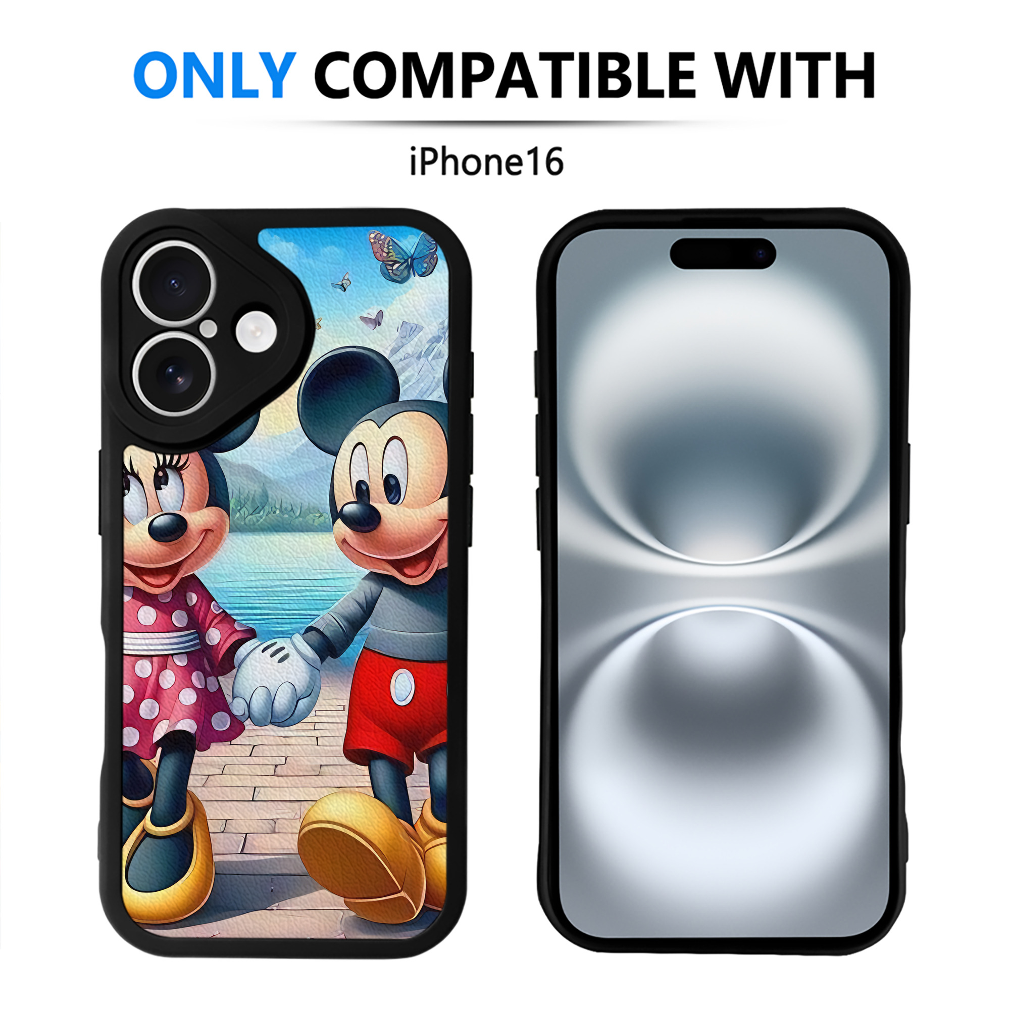 （画像用） ミッキーマウス Mickey Mouse 【iPhone 16シリーズ対応】シリコンスマホケース（レザー調） 材質：シリコン